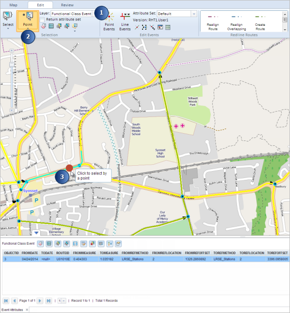 Selecting events by point Selecting events by point