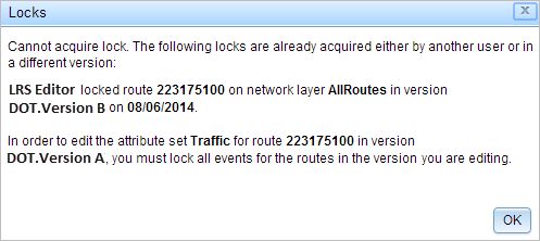 Route lock acquired by another user Route lock acquired by another user